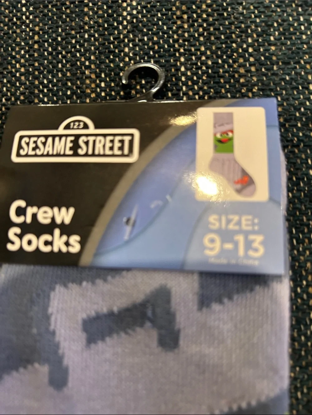 Sesame Street Oscar the Grouch Gray and Green Crew Socks